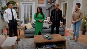 Madewell Green Brown Beige Snake Skin Leather Loafers worn by Janine Payne (Demetria McKinney) as seen in House of Payne (S14E14)