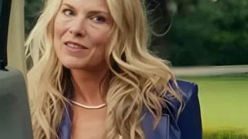 Landman S02 Ali Larter Purple Cropped Jacket worn by Angela Norris (Ali Larter) in Landman (S01)