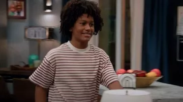 Pacsun Red Compass Striped Texture T Shirt worn by Deshawn (Bobb'e J. Thompson) as seen in House of Payne (S14E14)