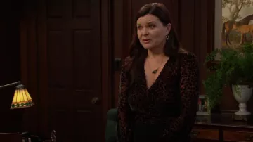 Paige Ysabel Long Sleeve Leopard Velvet Burnout Dress worn by Katie Logan (Heather Tom) as seen in The Bold and the Beautiful on November 28, 2025