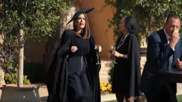 Balenciaga Pleated Long Sleeve Blouse worn by Carrington Lane (Sarah Paulson) as seen in All's Fair (S01E07)