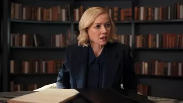 Max Mara Classic Silk Satin Shirt worn by Liberty Ronson (Naomi Watts) as seen in All's Fair (S01E07)