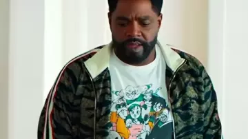 Loot S03 Howard Tiger Stripe Print Tracksuit worn by Howard (Ron Funches) as seen in Loot