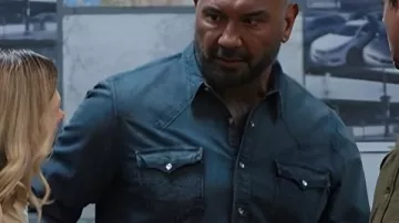 Camisa vaquera de Dave Bautista de Trap House usada por (Dave Bautista) vista en Trap House