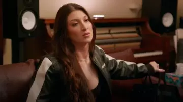 Harley Davidson Black Bomber with White Arm Stripe worn by (Natalie Maguire) as seen in Vanderpump Rules (S12E01)