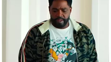 Loot S03 Ron Funches Tiger Stripe Print Tracksuit as seen in Loot