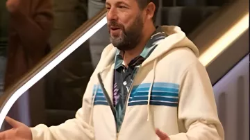 The Drew Barrymore Show Adam Sandler White Stripe Hoodie in The Drew Barrymore Show