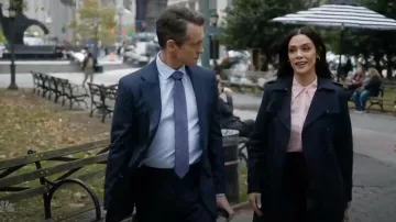 Brioni Lilac and Navy Blue Micro Motif Jacquard Silk Tie worn by Nolan Price (Hugh Dancy) as seen in Law & Order (S25E08)