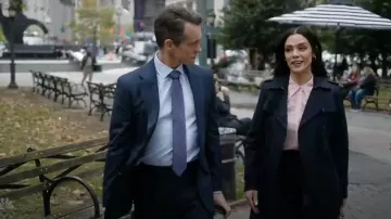 Brioni Lilac and Navy Blue Micro Motif Jacquard Silk Tie worn by Nolan Price (Hugh Dancy) as seen in Law & Order (S25E08)