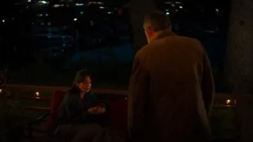 Reformation Hayes Denim Trench worn by Cassandra Lee (Kristin Kreuk) as seen in Murder in a Small Town (S02E10)