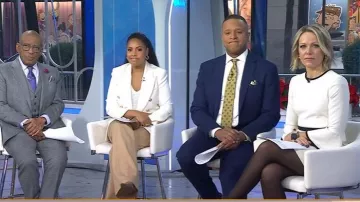 By Lisi Lerch Large Audrey Earrings in Brushed Gold worn by Dylan Dreyer as seen in Today on December 2, 2025