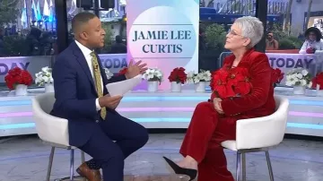 Temperley London Clove Velvet Jacket worn by Jamie Lee Curtis as seen in Today on December 2, 2025