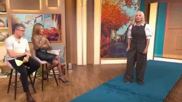 Pantalones anchos a corte de H&M usados por Jo Good tal como se ven en This Morning el 1 de octubre de 2025