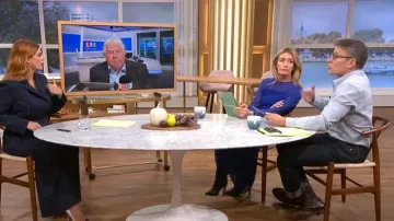 LK Bennett Caterina Black High Slim Block Stiletto Boot worn by Cat Deeley as seen in This Morning on October 2025