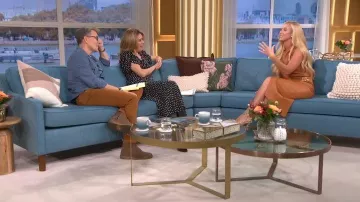 LK Bennett Caterina Black High Slim Block Stiletto Boot worn by Cat Deeley as seen in This Morning on October 2025