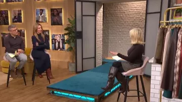 L.K.Bennett Bennett Caterina Teak High Slim Block Stiletto Boot worn by Cat Deeley as seen in This Morning on October 2025