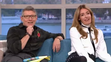 Holland Cooper Olivia Tie Shirt worn by Cat Deeley as seen in This Morning on November 2025