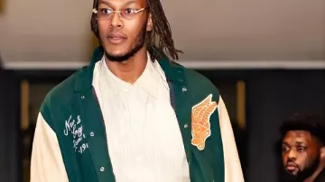 Myles Turner New York City Bomber Jacket in Myles Turner gets so heated and tries to fight Donte DiVincenzo in Game 5 ????