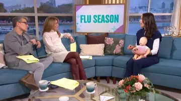 LK Bennett Caterina Teak High Slim Block Stiletto Boot worn by Cat Deeley as seen in This Morning on November 2025