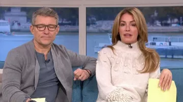 Mint Velvet Neutral Textured Wool Blend Knit Mini Dress worn by Cat Deeley as seen in This Morning on November 2025