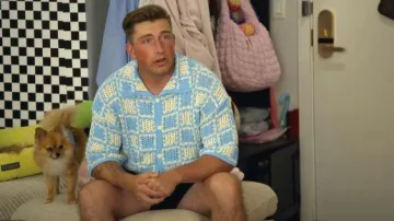 Romwe Drop Shoulder Hollow Out Knitted Shirt worn by Colin Dooley as seen in Baylen Out Loud (S02E09)