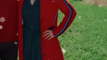 Red Long Coat worn by Self - Judge (Ashley Williams) in Finding Mr. Christmas (S02)