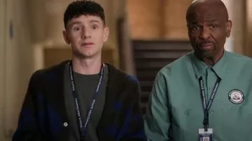 Obey Luka Splatter Cardigan worn by Jacob Hill (Chris Perfetti) as seen in Abbott Elementary (S05E07)