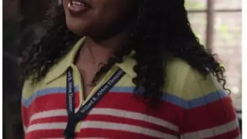 Jersey de rayas y cuello de Quinta Brunson de la escuela primaria Abbott S05 llevado por Janine Teagues (Quinta Brunson) en Abbott Elementary (S05)