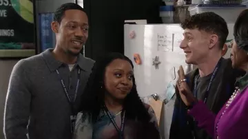 Roberto Collina Cashmere Blend Polo Shirt worn by Gregory Eddie (Tyler James Williams) as seen in Abbott Elementary (S05E07)