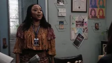 Farm Rio Smocked Long Sleeve Maxi Dress worn by Janine Teagues (Quinta Brunson) as seen in Abbott Elementary (S05E07)