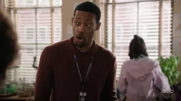 Marine Layer Arthur Sweater Button Down worn by Gregory Eddie (Tyler James Williams) as seen in Abbott Elementary (S05E07)