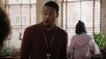 Marine Layer Arthur Sweater Button Down worn by Gregory Eddie (Tyler James Williams) as seen in Abbott Elementary (S05E07)