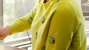 Cocktail Olive Sweater worn by Bronwyn Newport in The Real Housewives of Salt Lake City