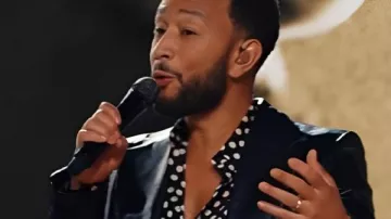 Paroles + Musique John Legend Blazer en cuir noir tel que vu dans Words + Musique