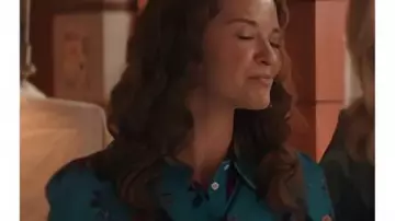 Mistletoe Murders S2 Emily Lane Floral-Printed Shirt worn by Emily (Sarah Drew) in Mistletoe Murders (S02)