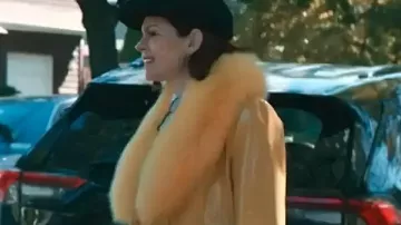 Elsbeth S03 Carrie Preston Yellow Leather Coat worn by Elsbeth Tascioni (Carrie Preston) as seen in Elsbeth (S03)