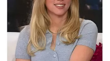 Scarlett Johansson Today Heather Grey Polo Sweater worn by (Scarlett Johansson) in Today