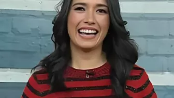 Today Emilie Ikeda Red and Black Striped Sweater as seen in Today