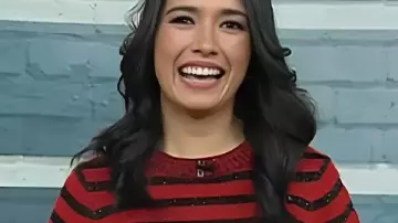 Today Emilie Ikeda Red and Black Striped Sweater as seen in Today