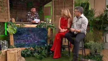 Mint Velvet Red Drape Detail Trousers worn by Cat Deeley as seen in This Morning on November 2025