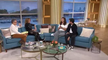 LK Bennett Eliza Black Tassel Ruched Suede Ankle Boots worn by Cat Deeley as seen in This Morning on November 2025