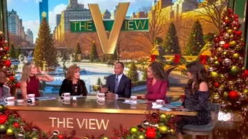Ramy Brook Anastasia Leopard Spot Velvet Burnout One-Shoulder Midi Dress worn by Alyssa Farah Griffin as seen in The View on December 4, 2025