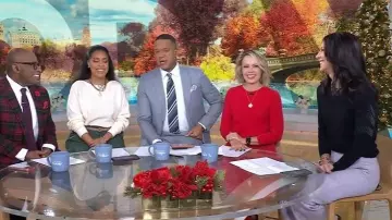 Zadig & Voltaire Miss CP Arrow Embellished Cashmere Sweater worn by Natalie Azar as seen in Today  on December 4, 2025