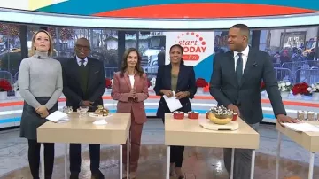 Frame Cropped Perfect Velvet Trousers worn by Joy Bauer as seen in Today on December 5, 2025