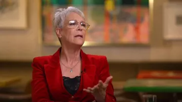 Temperley London Clove Velvet Waistcoat worn by Jamie Lee Curtis as seen in Today on December 5, 2025