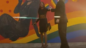 Yves Saint Laurent 2018 Black Woven Fringe Bag worn by Alani (True Whitaker) as seen in I Love LA (S01E06)