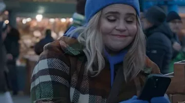 Twelve Dates ‘Til Christmas 2025 Mae Whitman Flannel Coat worn by Mae Whitman in Twelve Dates 'Til Christmas