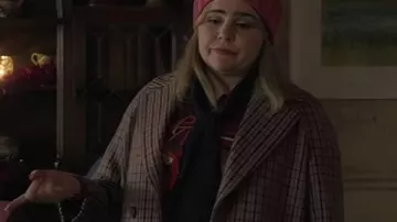 Twelve Dates ‘Til Christmas 2025 Mae Whitman Plaid Coat worn by Mae Whitman in Twelve Dates 'Til Christmas