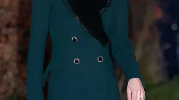 Christmas Carol Service Ceremony Coat worn by Catherine, Duchess of Cambridge in Princess Kate Shines in a Red Sequined Gown Ahead of Christmas Carol Service