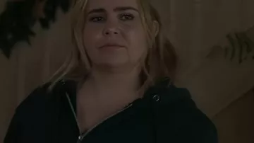 Twelve Dates ‘Til Christmas Mae Whitman Green Hoodie worn by Kate (Mae Whitman) as seen in Twelve Dates 'Til Christmas